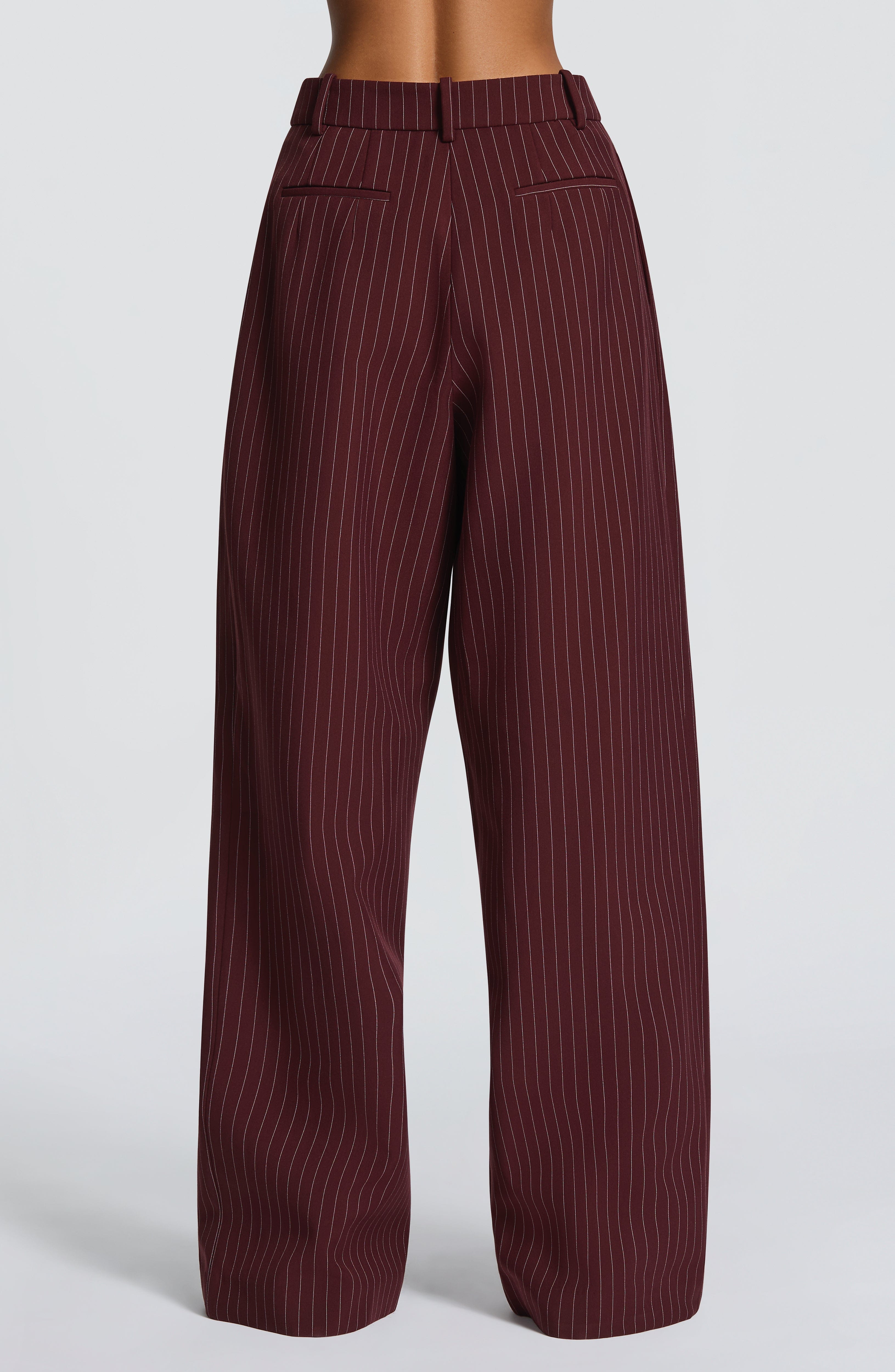 Kirsty Pants - Burgundy Pinstripe Pants Babyboo Fashion Premium Exclusive Design