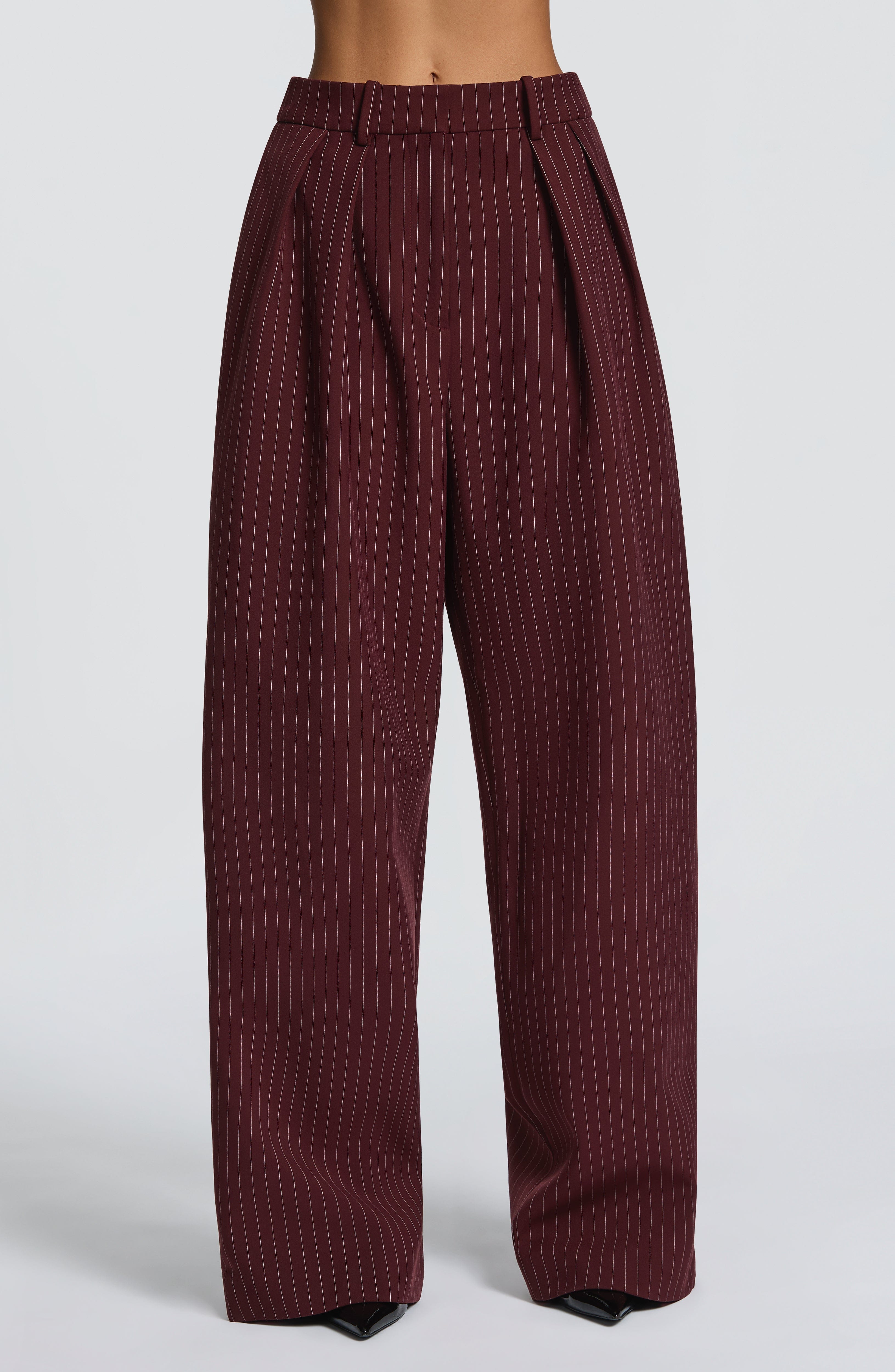 Kirsty Pants - Burgundy Pinstripe Pants Babyboo Fashion Premium Exclusive Design