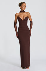 Lindsey Maxi Dress - Plum Brown Dress Babyboo Fashion Premium Exclusive Design