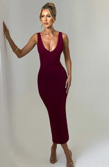 Lucinda Midi Dress - Burgundy Dress Babyboo Fashion Premium Exclusive Design