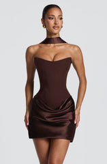 Maggie Mini Dress - Plum Brown Dress XS Babyboo Fashion Premium Exclusive Design