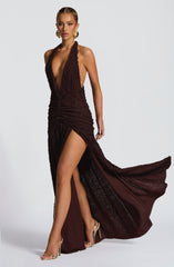 Minerva Maxi Dress - Plum Brown Dress Babyboo Fashion Premium Exclusive Design