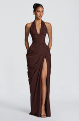Minette Maxi Dress - Plum Brown Dress XS Babyboo Fashion Premium Exclusive Design