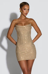 Mirabella Mini Dress - Gold Dress Babyboo Fashion Premium Exclusive Design