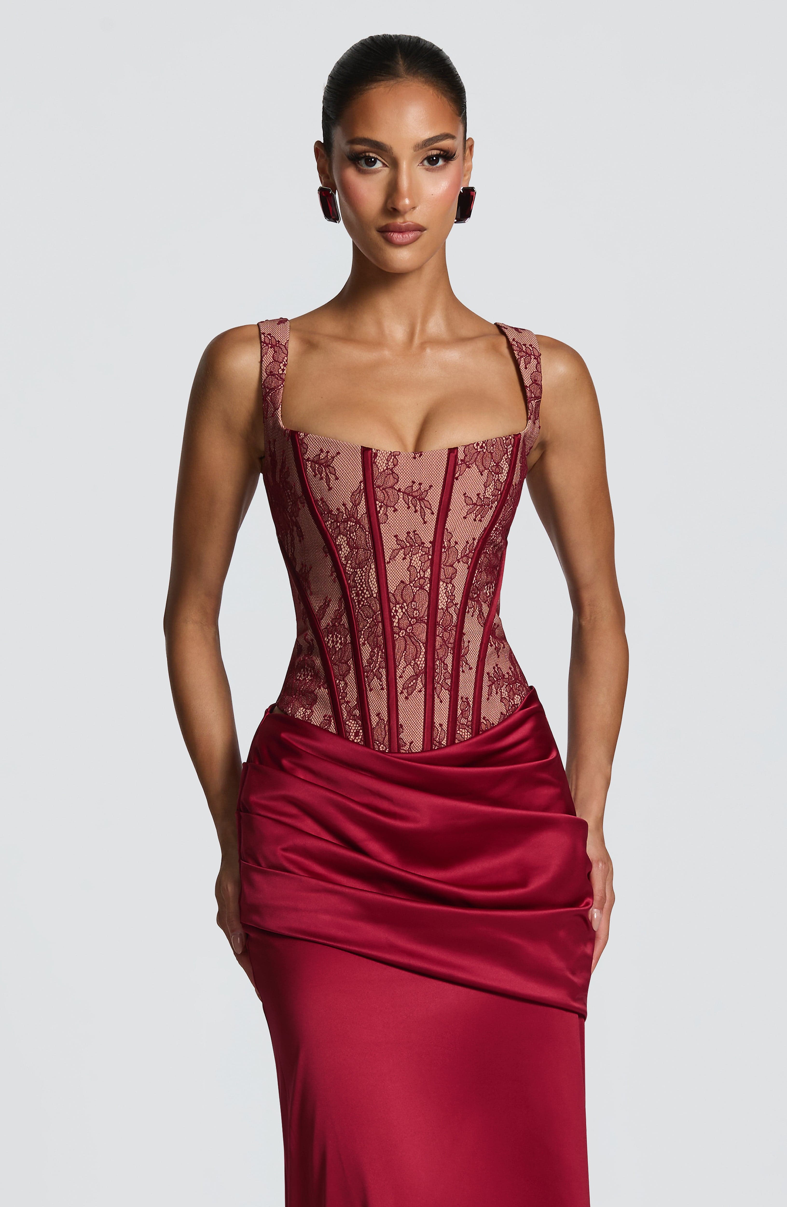 Nixie Corset - Burgundy Lace Tops XS Babyboo Fashion Premium Exclusive Design