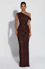 Ottilie Maxi Dress - Plum Brown Dress Babyboo Fashion Premium Exclusive Design