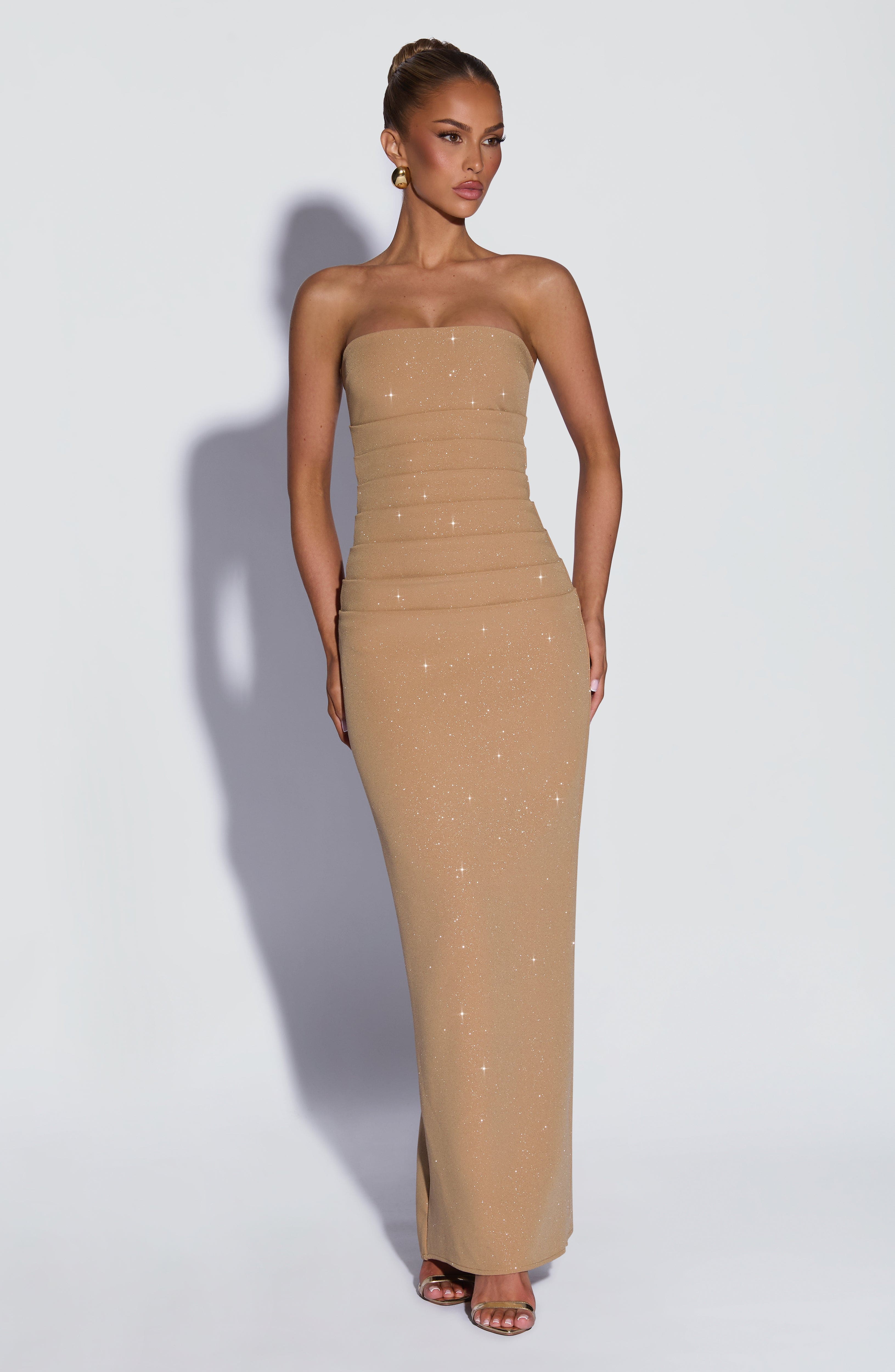 Pandra Maxi Dress - Gold Sparkle Dress XS Babyboo Fashion Premium Exclusive Design