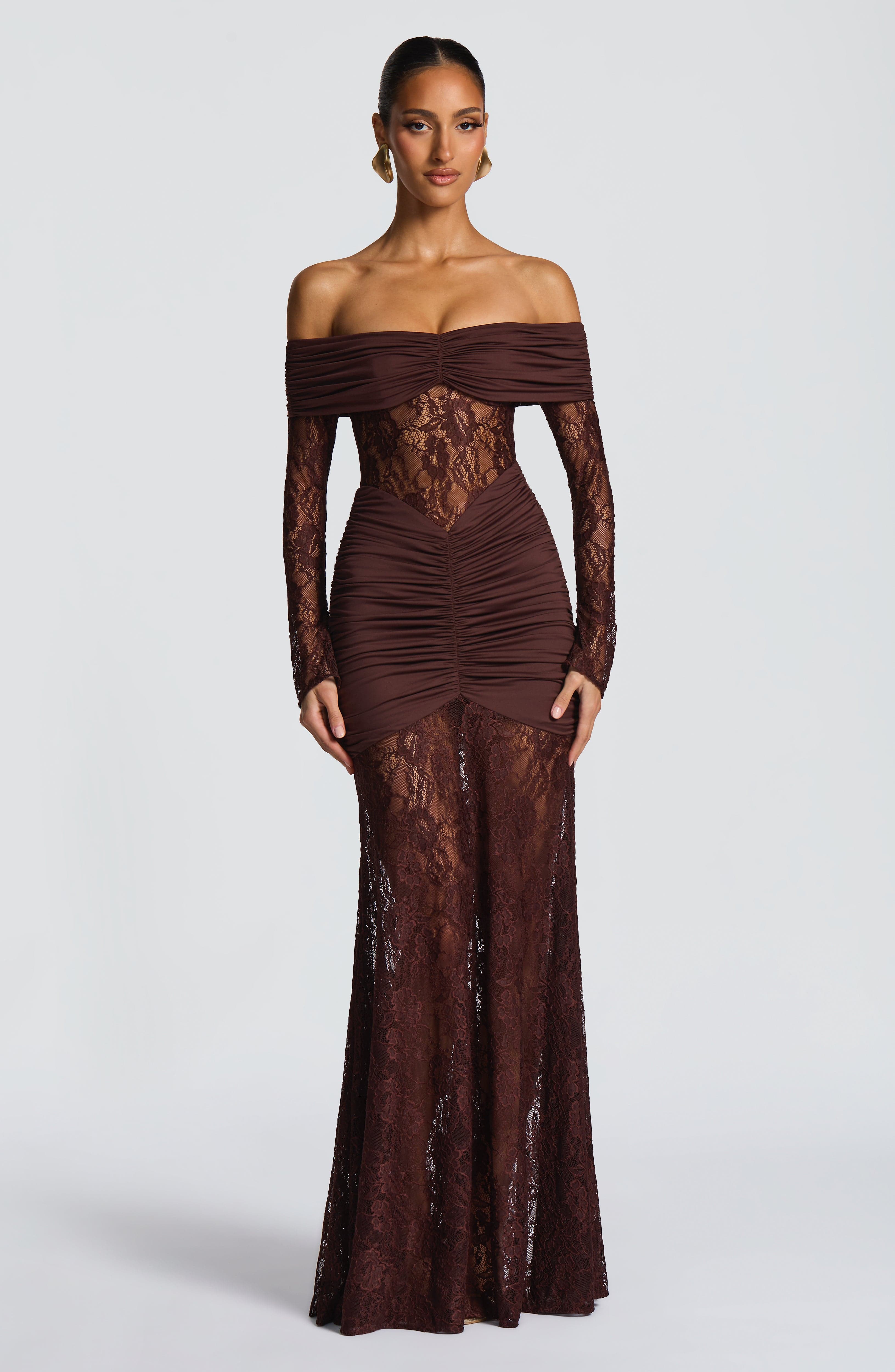 Sauline Maxi Dress - Plum Brown Dress Babyboo Fashion Premium Exclusive Design