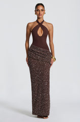 Solea Maxi Dress - Plum Brown Dress XS Babyboo Fashion Premium Exclusive Design