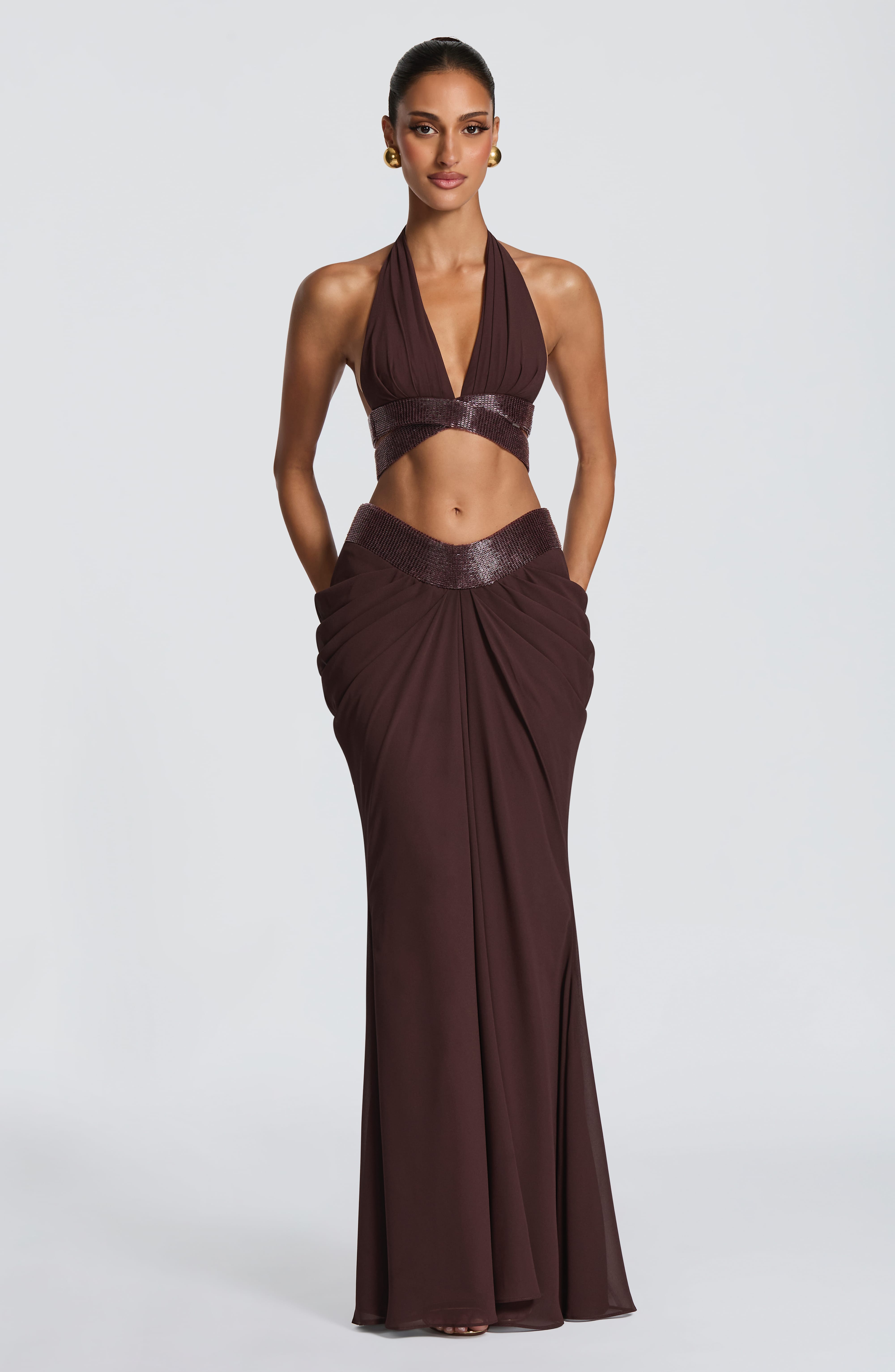 Sophie Maxi Skirt - Plum Brown Skirt XS Babyboo Fashion Premium Exclusive Design