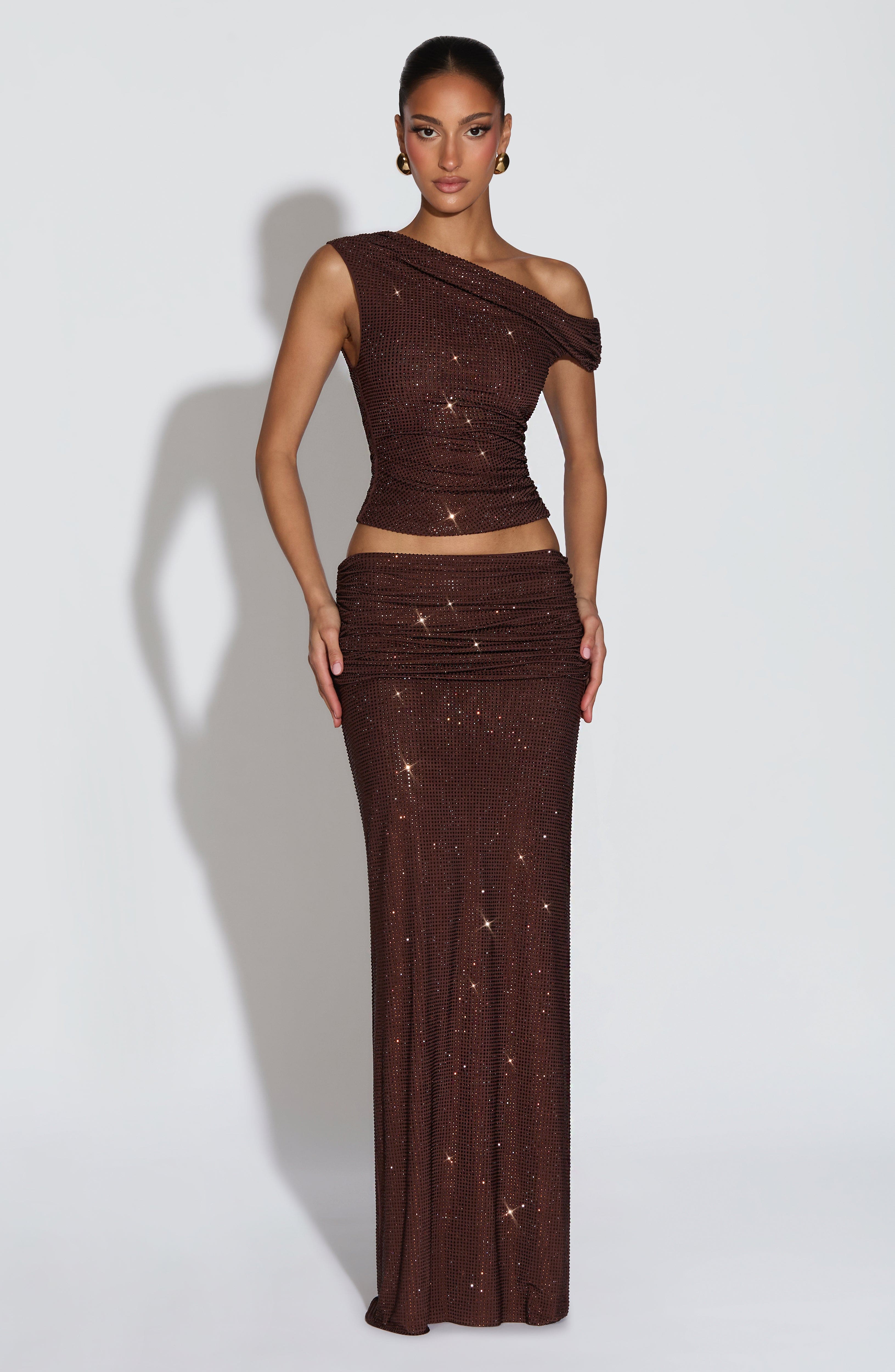 Sterling Maxi Skirt - Plum Brown Skirt Babyboo Fashion Premium Exclusive Design