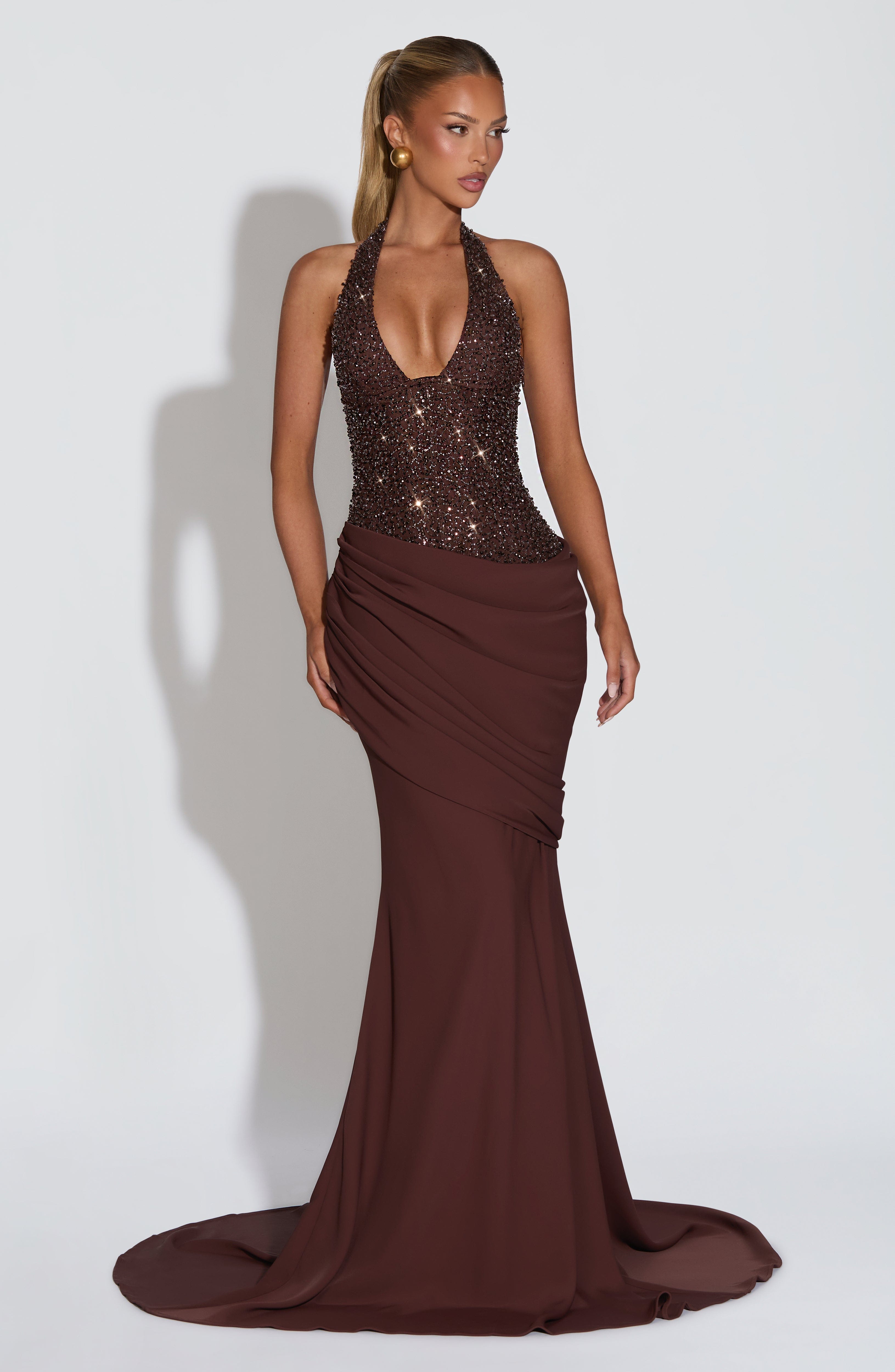 Taylor Gown - Plum Brown Dress Babyboo Fashion Premium Exclusive Design