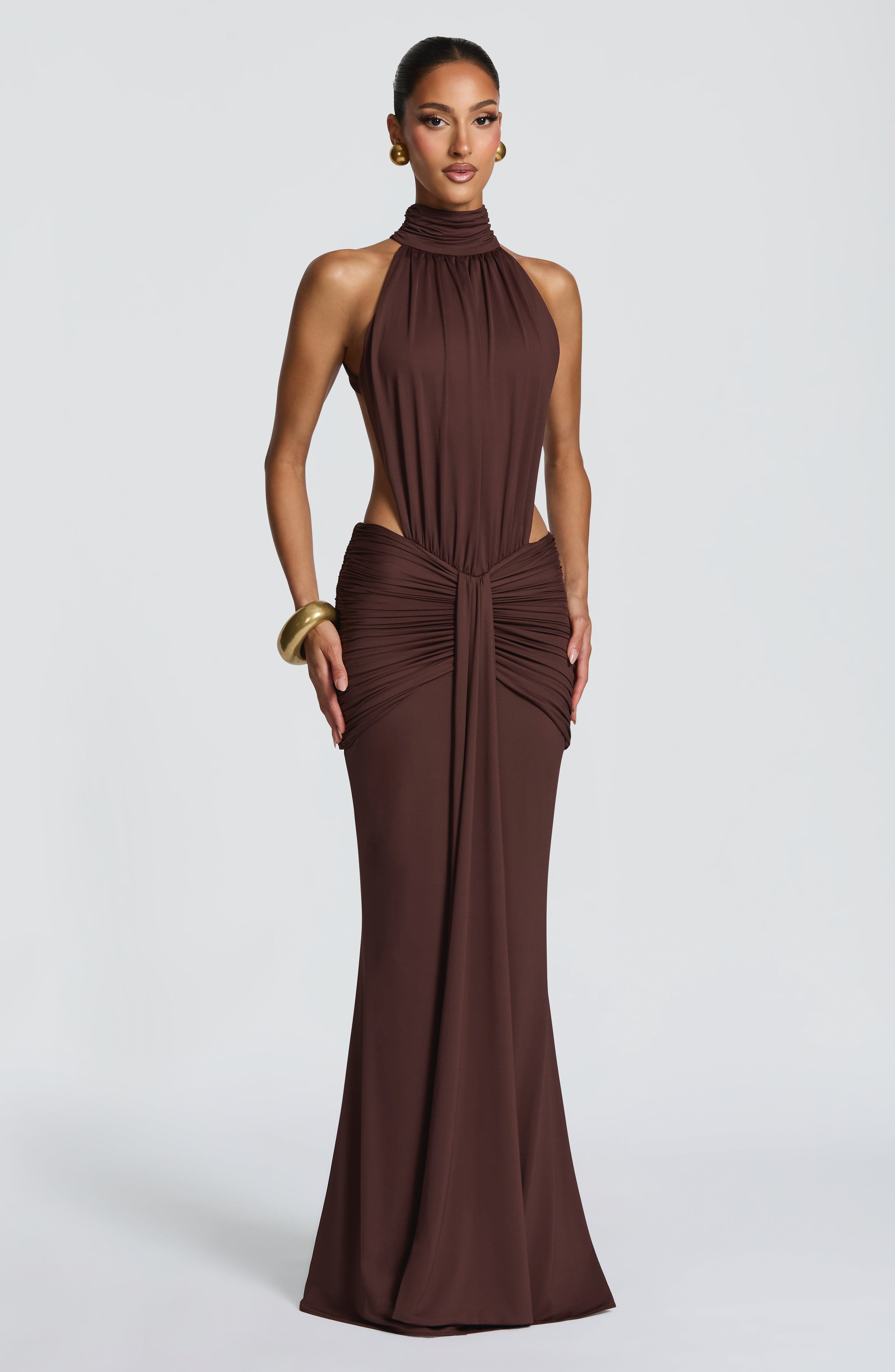 Thekla Maxi Dress - Plum Brown Dress Babyboo Fashion Premium Exclusive Design