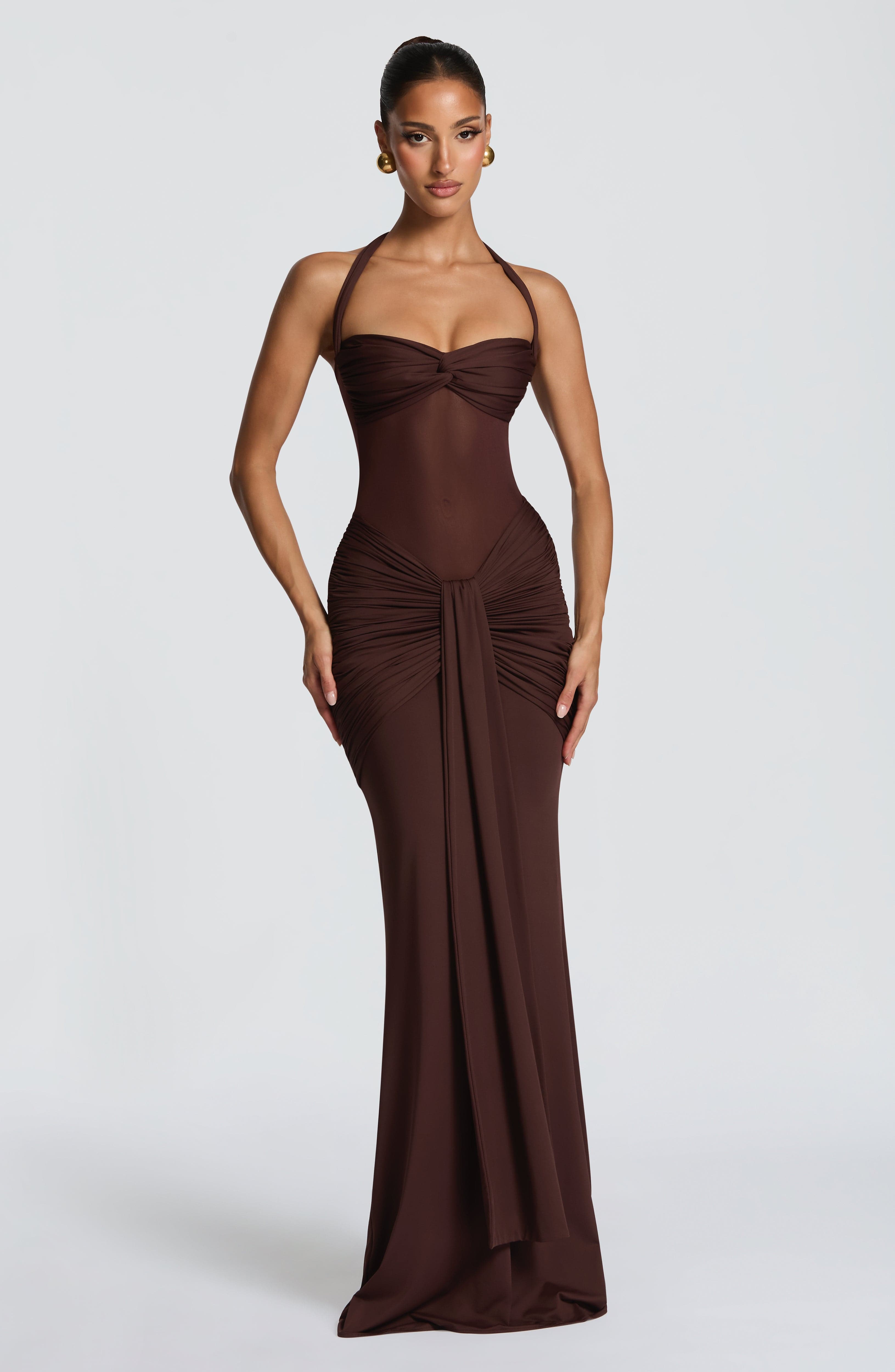 Vixen Maxi Dress - Plum Brown Dress XS Babyboo Fashion Premium Exclusive Design