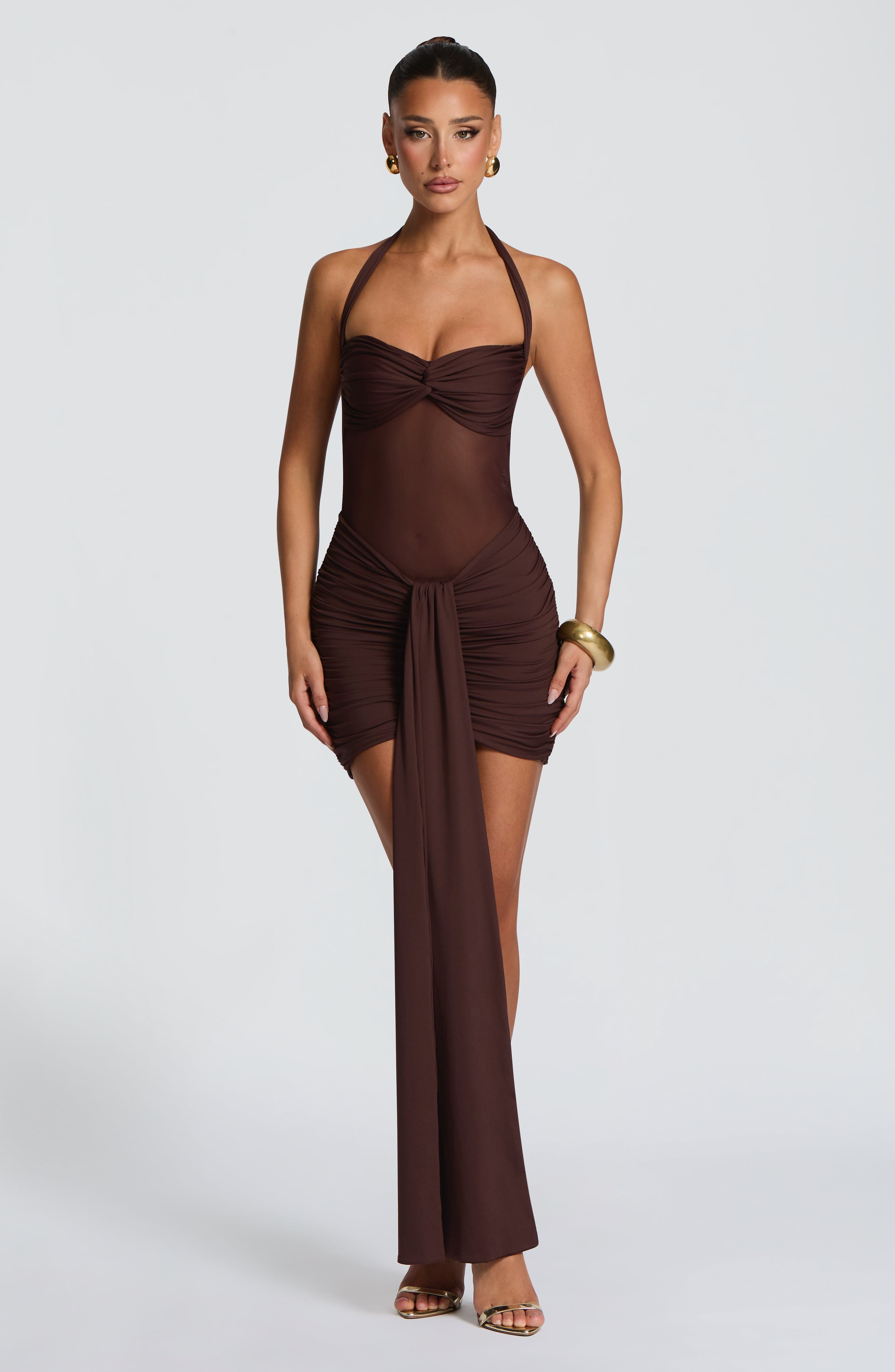 Vixen Mini Dress - Plum Brown Dress XS Babyboo Fashion Premium Exclusive Design