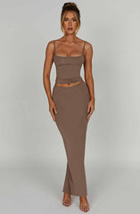 Yazmin Maxi Skirt - Mocha Skirt XS Babyboo Fashion Premium Exclusive Design